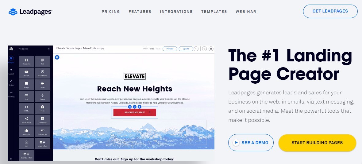 Criar landing pages LeadPages