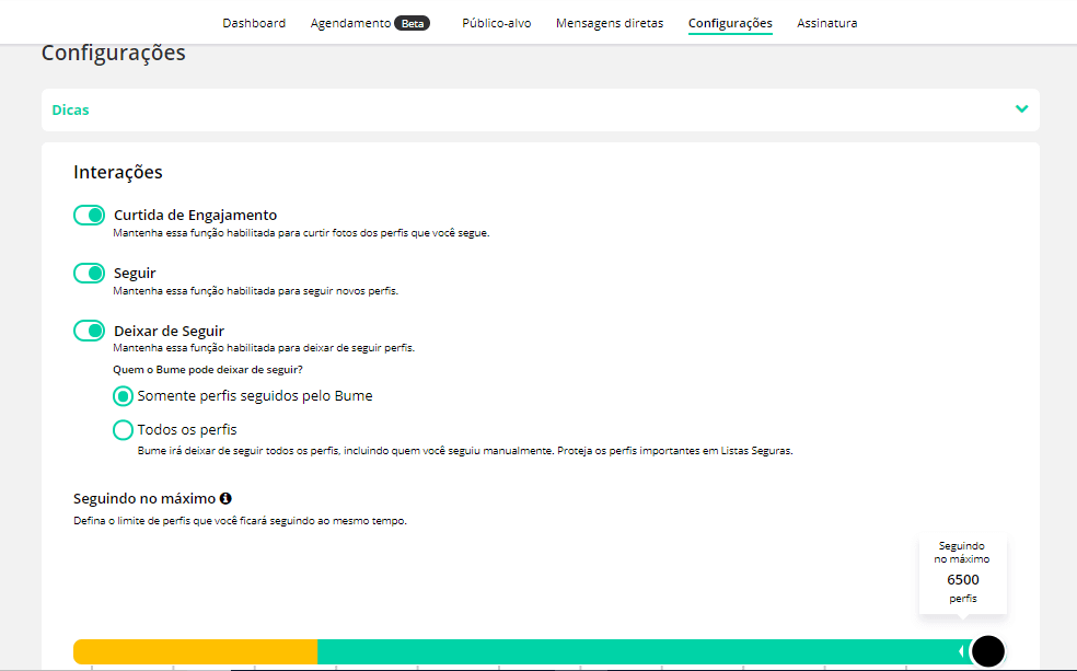 configurações bume configurações bume