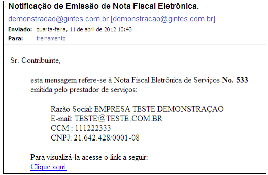notificação de emissão
