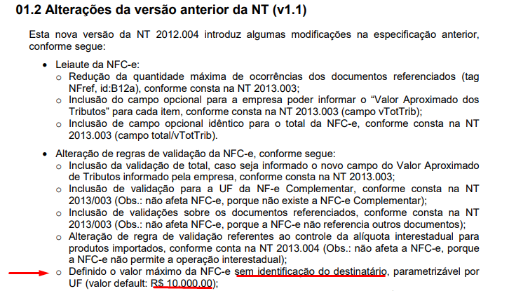 nfc-e valor máximo sem identificação nfc-e valor máximo sem identificação
