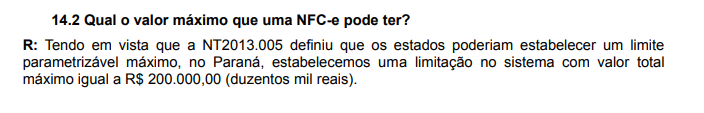 valor máximo nfc-e no Paraná valor máximo nfc-e no Paraná