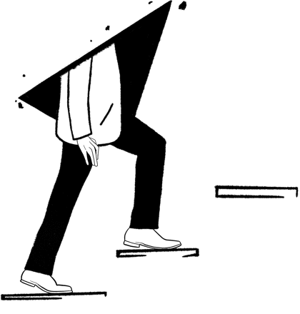 Homem subindo a escada, simbolizando crescimento.