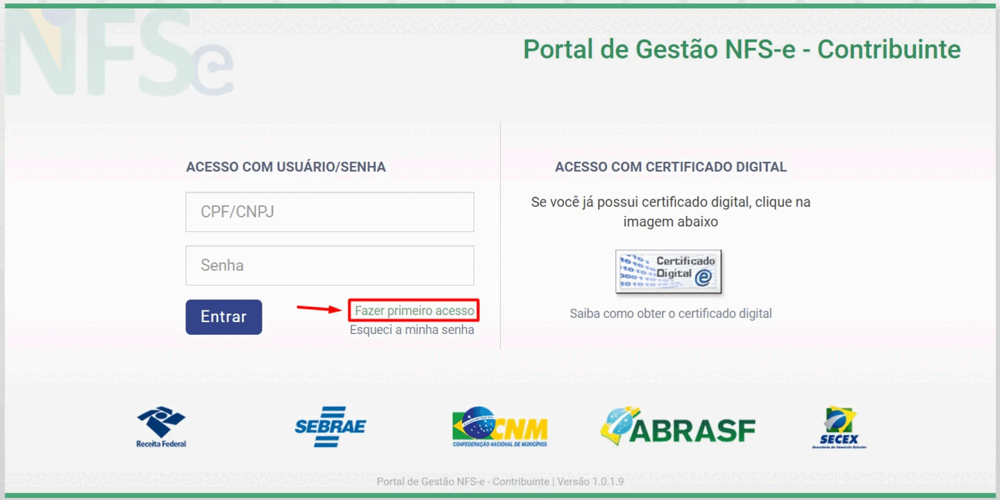Demonstração do credenciamento