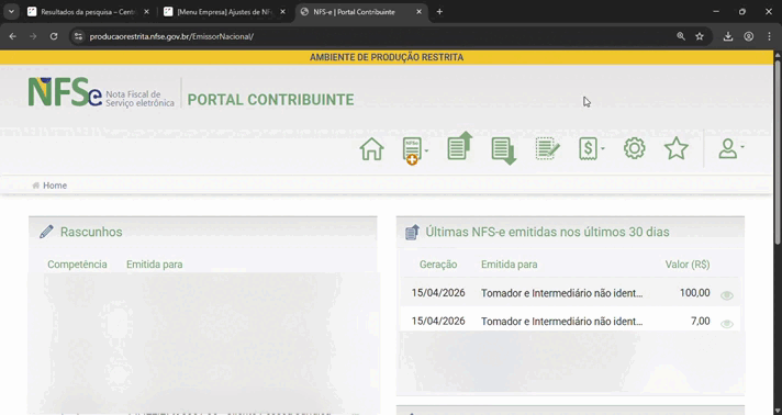 Demonstração de download da nota fiscal